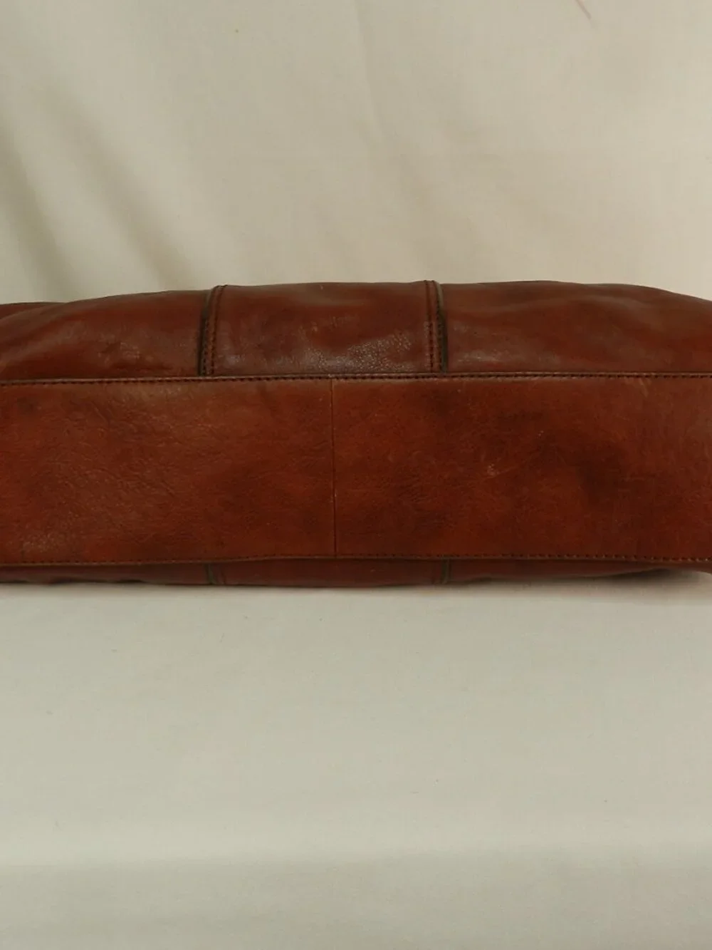 Fossil Vintage Maddox Large Leather whiskey brown tote bag purse carryall footed